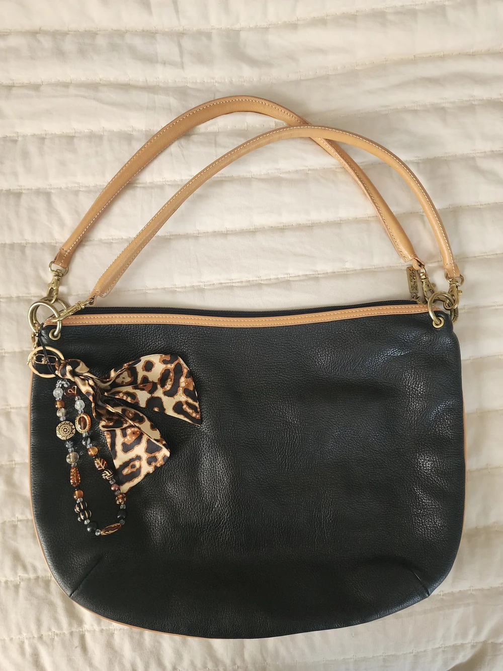 Black and Tan Leather Shoulder Bag